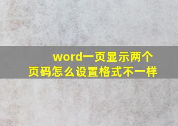 word一页显示两个页码怎么设置格式不一样