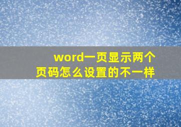 word一页显示两个页码怎么设置的不一样