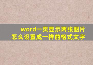 word一页显示两张图片怎么设置成一样的格式文字