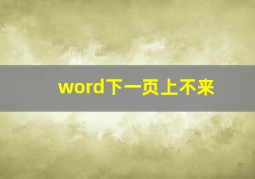 word下一页上不来