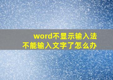 word不显示输入法不能输入文字了怎么办