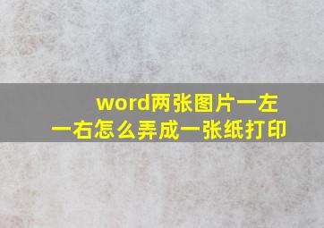 word两张图片一左一右怎么弄成一张纸打印