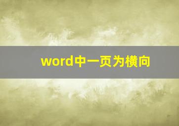 word中一页为横向