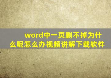 word中一页删不掉为什么呢怎么办视频讲解下载软件