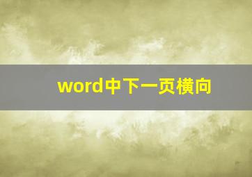 word中下一页横向