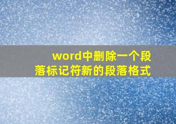 word中删除一个段落标记符新的段落格式