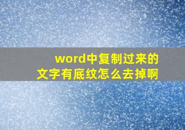 word中复制过来的文字有底纹怎么去掉啊