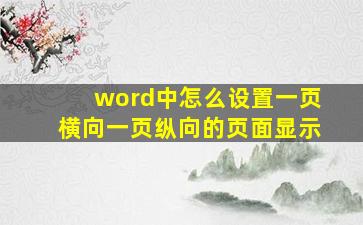 word中怎么设置一页横向一页纵向的页面显示