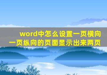 word中怎么设置一页横向一页纵向的页面显示出来两页