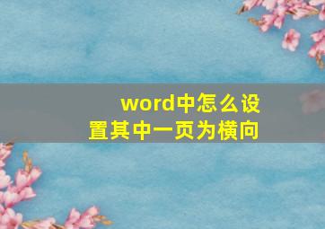 word中怎么设置其中一页为横向