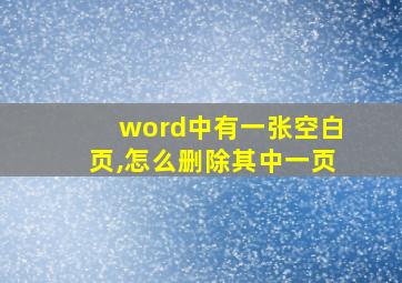 word中有一张空白页,怎么删除其中一页