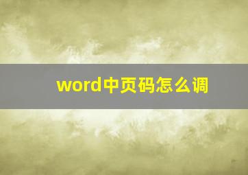 word中页码怎么调