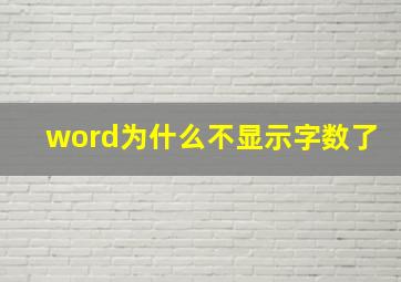 word为什么不显示字数了