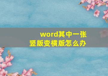 word其中一张竖版变横版怎么办