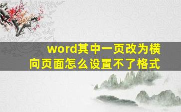 word其中一页改为横向页面怎么设置不了格式