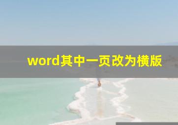 word其中一页改为横版