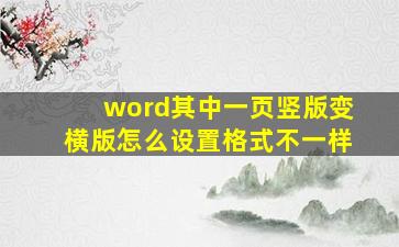 word其中一页竖版变横版怎么设置格式不一样