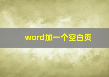 word加一个空白页