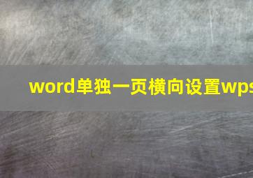 word单独一页横向设置wps