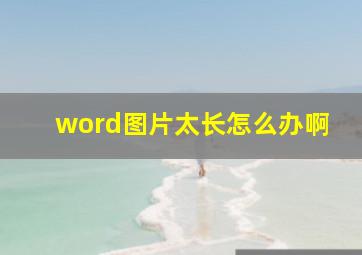 word图片太长怎么办啊