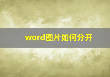 word图片如何分开