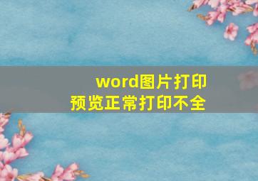 word图片打印预览正常打印不全