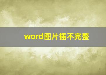 word图片插不完整