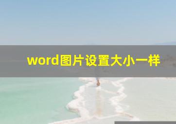 word图片设置大小一样