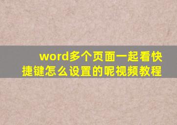 word多个页面一起看快捷键怎么设置的呢视频教程