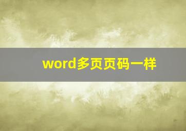 word多页页码一样