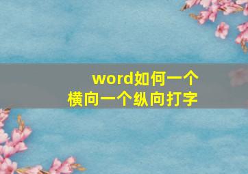 word如何一个横向一个纵向打字