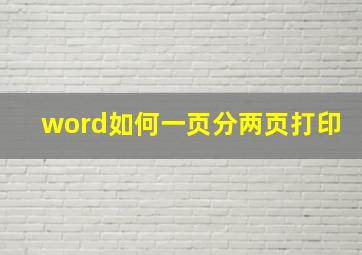 word如何一页分两页打印