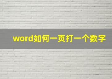 word如何一页打一个数字