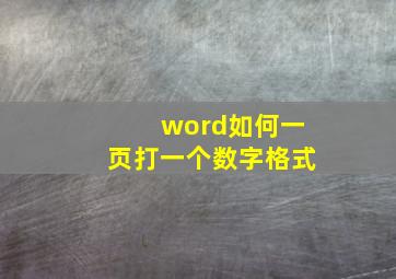 word如何一页打一个数字格式