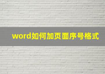 word如何加页面序号格式