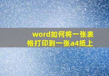 word如何将一张表格打印到一张a4纸上