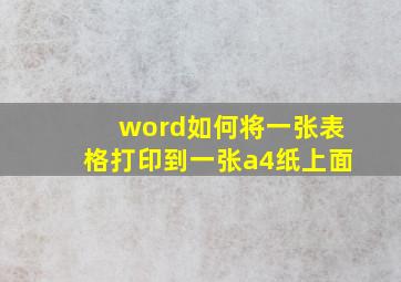 word如何将一张表格打印到一张a4纸上面