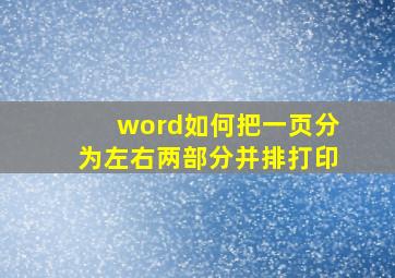 word如何把一页分为左右两部分并排打印