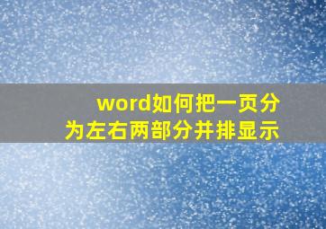 word如何把一页分为左右两部分并排显示