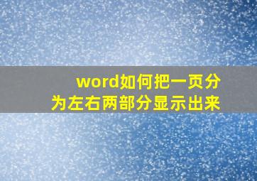 word如何把一页分为左右两部分显示出来