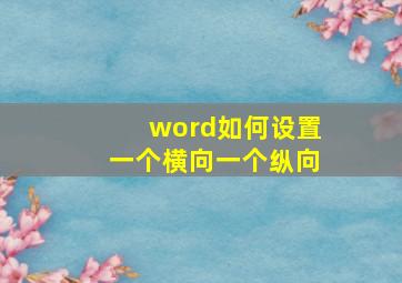 word如何设置一个横向一个纵向