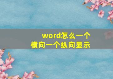 word怎么一个横向一个纵向显示