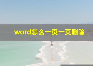 word怎么一页一页删除