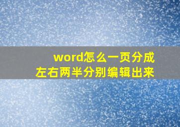 word怎么一页分成左右两半分别编辑出来