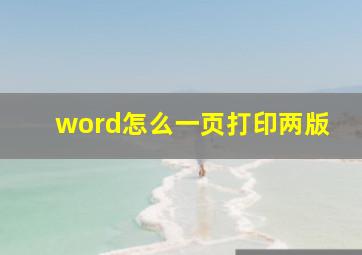 word怎么一页打印两版