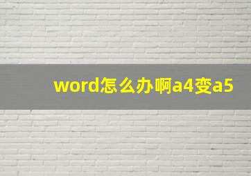 word怎么办啊a4变a5