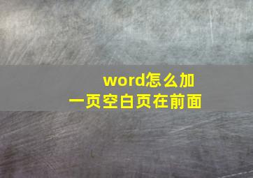 word怎么加一页空白页在前面