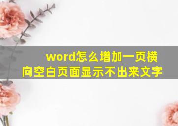 word怎么增加一页横向空白页面显示不出来文字