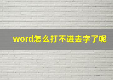 word怎么打不进去字了呢