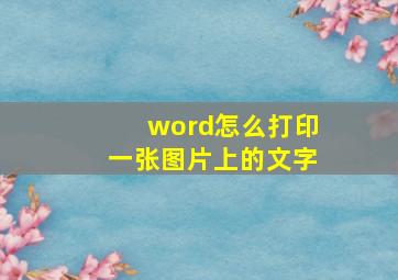 word怎么打印一张图片上的文字